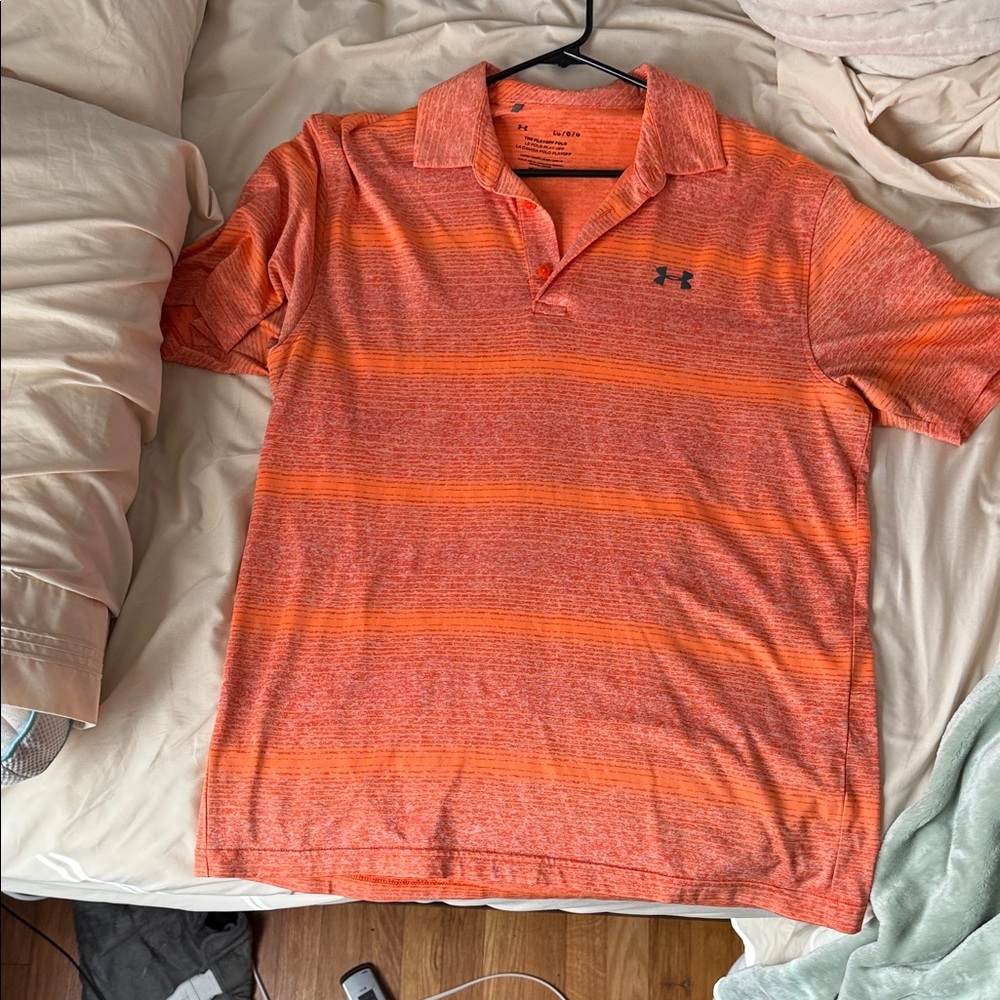 Under Armour Men's Striped Orange Polo